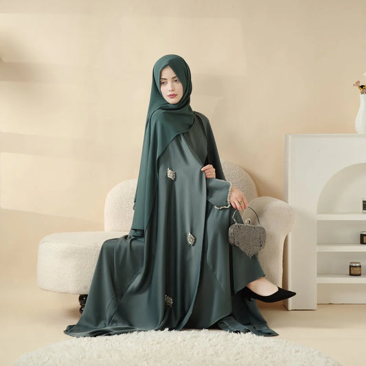 Cape Abaya, Haute Couture Heavy Rhinestone Abaya