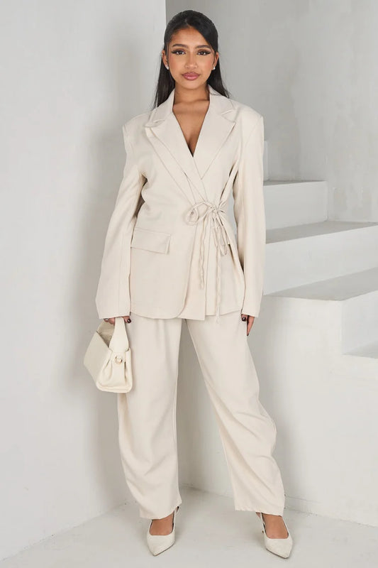 Ensemble 2 pièces blazer + pantalon blanc