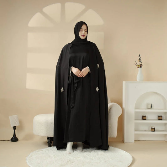 Cape Abaya, Haute Couture Heavy Rhinestone Abaya
