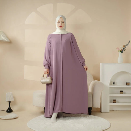 Macaron Color Shoulder Button Pullover Abaya