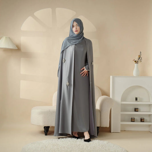 Cape Abaya, Haute Couture Heavy Rhinestone Abaya