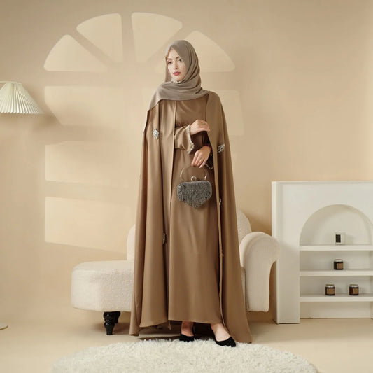 Cape Abaya, Haute Couture Heavy Rhinestone Abaya