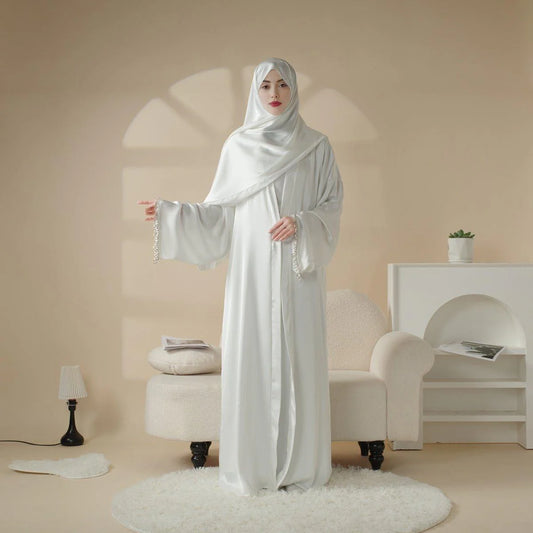 Satin Abaya With Matching Belt Made Of Diamond Tassel